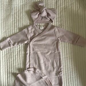 Colored Organics Newborn Gown and Bow